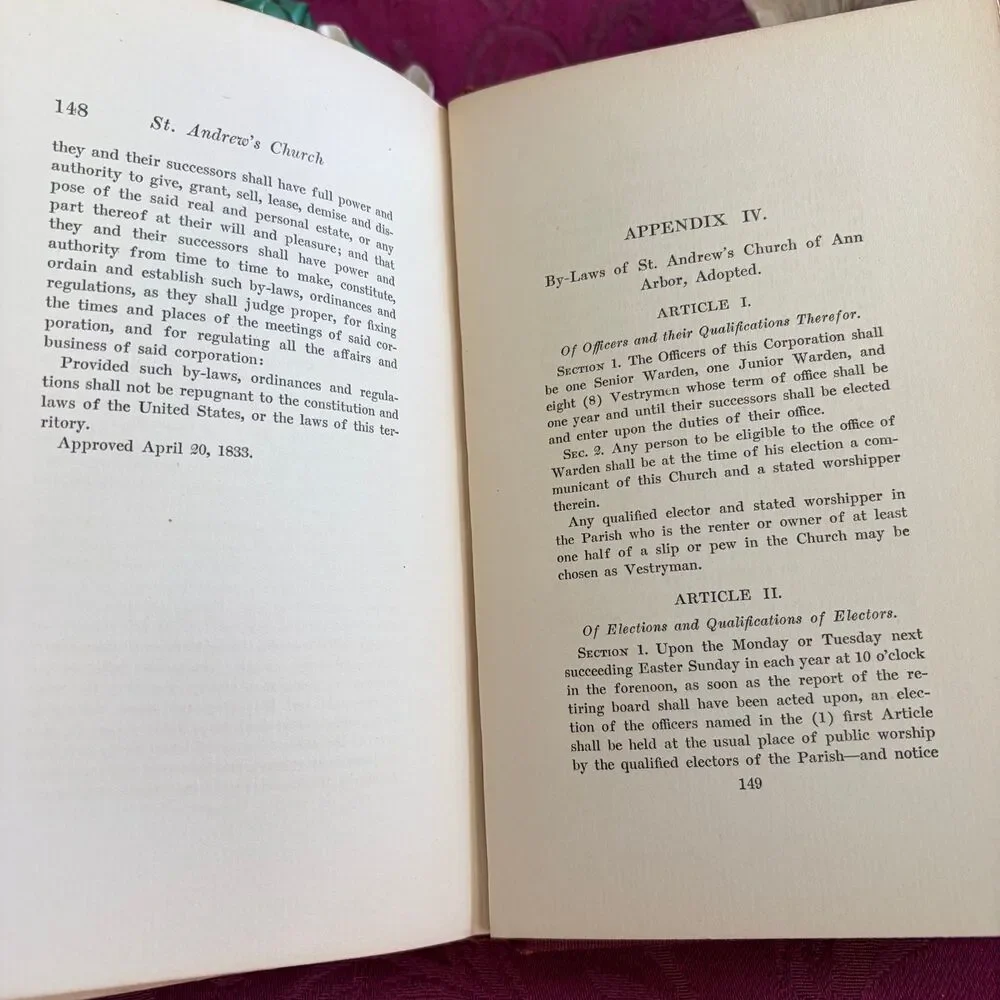 1906 A History of St. Andrew’s Church, Ann Arbor, Michigan by Arthur Lyon Cross